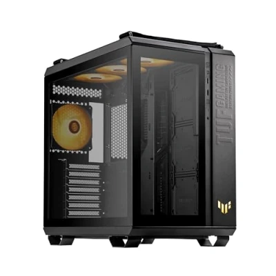 Imagen de ASUS TUF Gaming GT502 Plus Black Chasis ATX (diseño de Doble cámara, Zonas refrigeración Independientes, Paneles Laterales sin Herramientas, USB 3.2 Gen 2 Tipo C, Ventiladores ARGB)