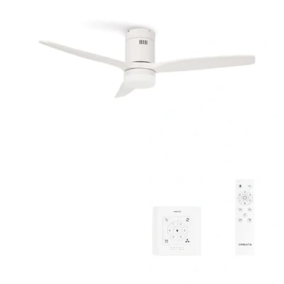 Imagen de CREATE / WINDCALM S/Ventilador de techo con luz blanco controlador y mando 40W, Silencioso, Ø112 cm, 6 velocidades, 3 temperaturas luz, temporizador, función verano invierno