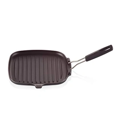 Imagen de Le Creuset Parrilla rectangular con mango de silicona hierro fundido, 36 x 20 cm, Apto para todas las fuentes calor, incluso inducción, Negro Mate, 20054000000400
