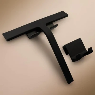 Imagen de Design Hamburgo Limpiacristales de Ducha Limpia mamparas Silicona Negro o Blanco Soporte sin Taladro Diseño Moderno para baño 23 cm