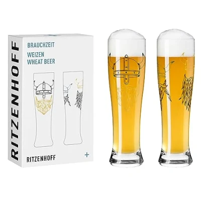Imagen de Ritzenhoff 3481009 Vaso de cerveza trigo 500 ml Juego 2 Serie Brauchzeit Motivo vikingo Made in Germany