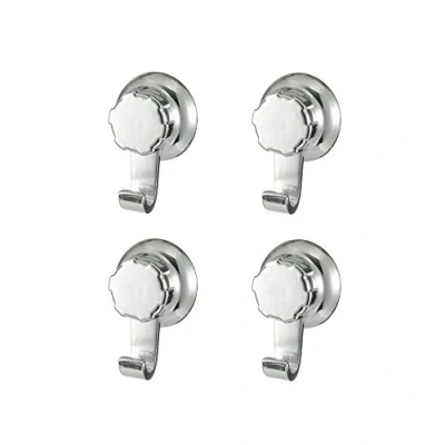 Imagen de Compactor Chromé Bath ran7816 Juego DE 4 Grandes Ganchos Acero Lacado Plata 7.1 x 8.6999999999999993 cm, Ventosa SUCCIÓN : TPU Y ABS, Cromo,