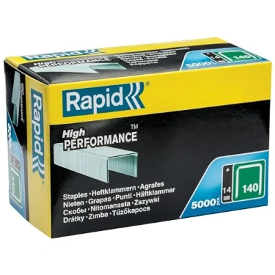 Imagen de Rapid Caja de Grapas Corona Plana para Plástico, Cartón y Alfombras N.º140 Acero Galvanizado, 14 mm 5.000