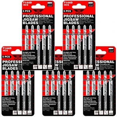 Imagen de 25 hojas de sierra calar TopsTools T144D corte recto y rápido compatibles con Bosch, Dewalt, Makita, Milwaukee muchos más