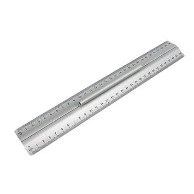Imagen de Wedo 0525235 Regla de aluminio con mango para diestros y zurdos (30 cm, goma antideslizante)