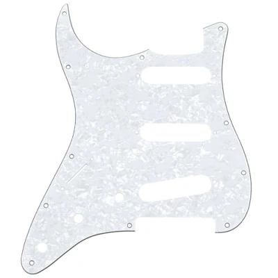 Imagen de Musiclily 11 Agujeros Pickguard Golpeador para Fender Estados Unidos/Méjico Made Standard Straocaster Guitarra Estilo Moderno Zurdos,4 capas White Pearl