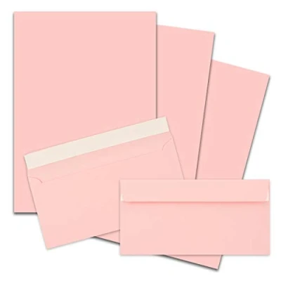 Imagen de FarbenFroh by Gustav Neuser Juego de 25 papeles carta DIN A4 con sobres largos, autoadhesivos, color rosa