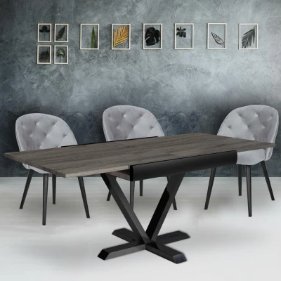 Imagen de Mesa de comedor extensible Newick efecto madera vintage Menzzo