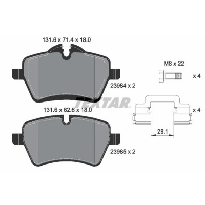 Imagen de TEXTAR 2398404 Juego de pastillas freno preparado para indicador desgaste con tornillos pinza accesorios MINI: Hatchback, Countryman
