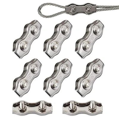 Imagen de 6 Piezas Abrazadera de Cable Dúplex Clips M6 Cuerda Alambre Acero Inoxidable 304 para mm Aparejo