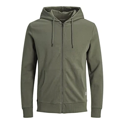 Imagen de JACK &amp; JONES Sudadera con capucha y cremallera para hombre, color liso, XXXL