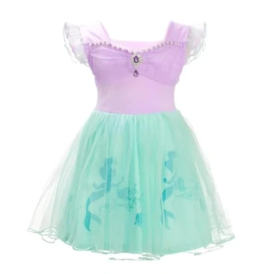 Imagen de Lito Angels Disfraz de Sirenita Princesa Ariel para Niñas, Sirena Vestido Tul Falda Tutu, Talla 5 6 años, Morado 265