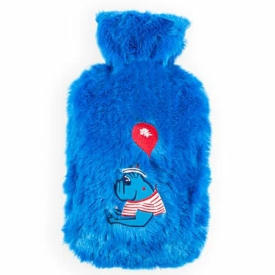 Imagen de Bolsa Agua Caliente 2L Frío Calor Hot Water Bottle with Cover Saco Térmico con Funda Suave Azul