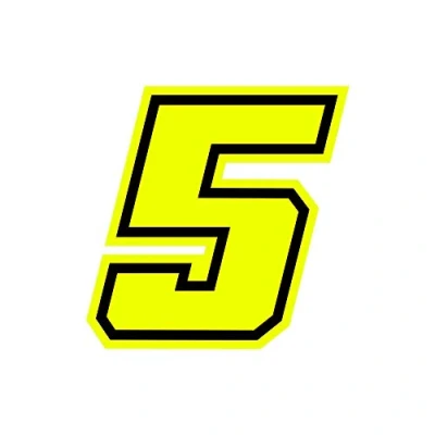 Imagen de 4R Quattroerre.it 13385 Número Racing 5 Moto GP, Amarillo Neón, 10 x cm