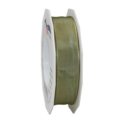 Imagen de Präsent Lyon Cinta de tafetán con Alambre, x, Color Verde, Plateado (Sterling Silver), 25 mm m