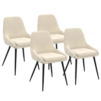 Imagen de IDMarket Juego de 4 sillas THALYA terciopelo beige con reposabrazos
