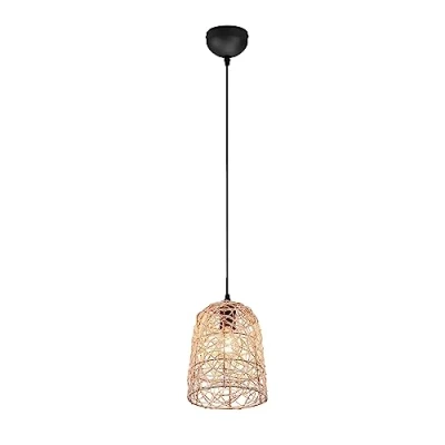 Imagen de Reality, Colgante, Lovis 1xE27, max.40,0 W Metal, estera negra, Cuerpo: Malla de Rattan, natural Ø:19,0cm, A:150,0cm IP20,Sin bombilla,Regulable en altura