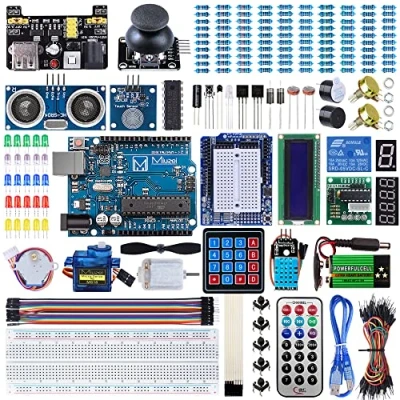 Imagen de Miuzei Starter Kit for Arduino Projects with R3 Board,Tutoría en Español,Breadboard, Servo, 9V 1A Power Supply, sensors, Leds,Electronica Set