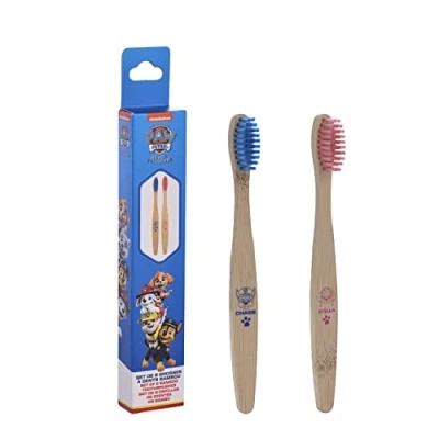 Imagen de Paw Patrol Cepillo de dientes bambú para niños [set 2] Suave con las encías 100% libre BPA manual respetuoso el medio ambiente