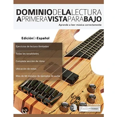 Imagen de Dominio de la lectura a primera vista para bajo: Aprende leer música correctamente (leer musica en bajo)