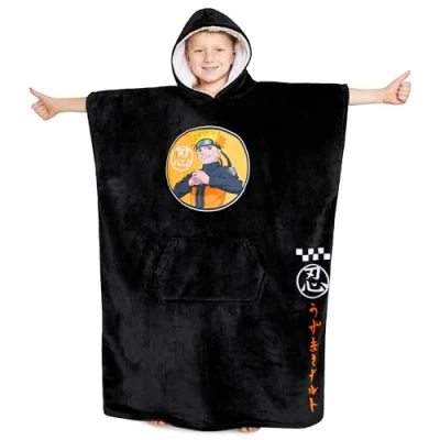 Imagen de Naruto Sudadera Niño Divertida Manta para Niños (Negro)