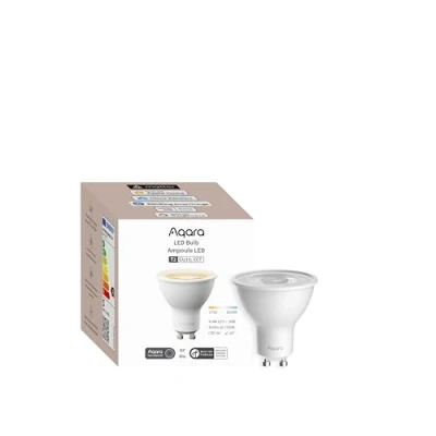Imagen de Aqara Bombilla LED T2(GU10, CCT), Thread/Zigbee, Blanca Regulable, 2700K 6500K, 30W Equivalente, Matter, Inteligente Compatible HomeKit, Alexa, Google Home