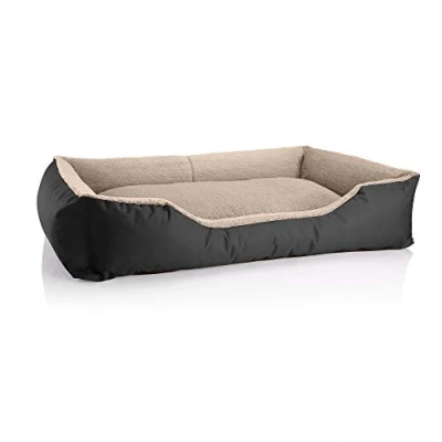Imagen de BedDog Perro/Gato Cama Teddy S à XXXL, 14 Colores a Elegir, de Cordura y Microfibra, para Perros Lavable, cojín Perros, Interiores Exteriores, tamaño XXL, Negro/Beige
