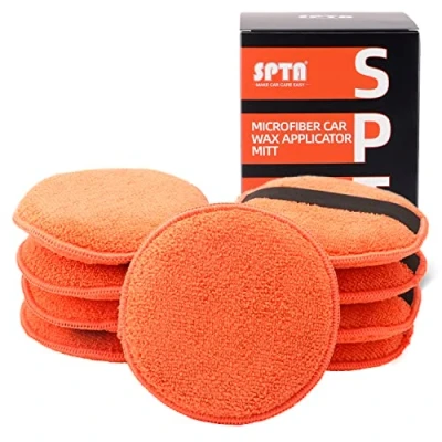 Imagen de SPTA Almohadillas aplicadoras de Cera, 9 Piezas Microfibra para Coche, Juego Lavado Cera Esponja Limpieza Ceras, pulidores, Limpiador Pintura