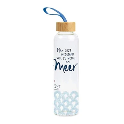 Imagen de Grafik Werkstatt Botella de cristal con texto divertido asa 550 ml mar