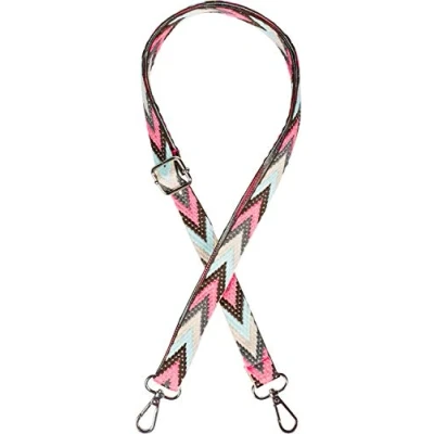 Imagen de styleBREAKER bolsa estrecha correa de hombro ajustable con un colorido patrón zigzag, cambiable, unisex 02013023, color:rosa neón marrón turquesa
