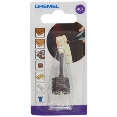 Imagen de Dremel 407 Juego de accesorios banda lijado y mandril 13 mm (grano 60) para lijar, dar forma alisar materiales madera plástico