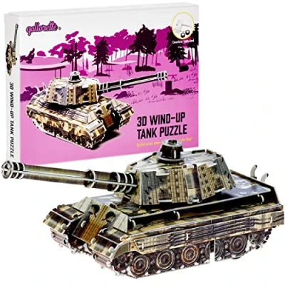 Imagen de qollorette Juguetes de Cuerda Vehiculos Construccion Juguete Educativos Tanque Montados Militares para Niños 3D Puzzle en Miniatura y Niñas