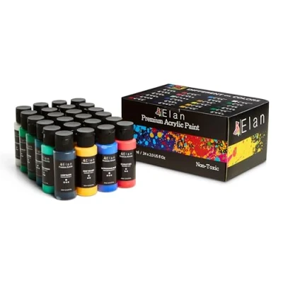 Imagen de Elan Pinturas Acrilicas Para Lienzos, 24 Botellas de Pintura Acrilica 60ml, Acrylic Paint Set, Set Manualidades, Kit