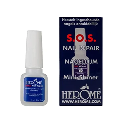 Imagen de Herome Reparador de Uñas Inmediato SOS 10ml + Mini Lima Pegamento para Reparar Rotas, Resultado Instantáneo, Tratamiento Desgarradas, contiene dar Brillo