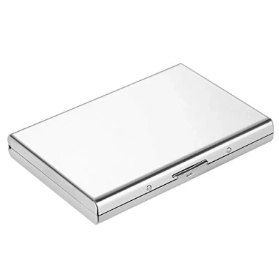 Imagen de Vicloon Tarjetero para Tarjetas de Crédita/Visita/Monedero,Delgado Portatarjetas Metálico con RFID Bloqueo y 6 Ranuras PVC, Hombre Mujer(Plateado)