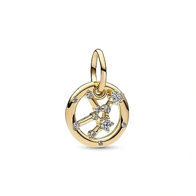 Imagen de Pandora Moments Colgante con diseño del signo Virgo Zodíaco chapado en oro de 14 quilates circonitas cúbicas transparentes