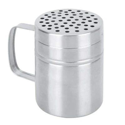 Imagen de polvo de acero inoxidable agitadores, versátil draga agitador pequeño azúcar plumero con handld condimento especias para la cocina