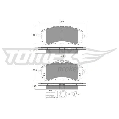 Imagen de TOMEX brakes TX 18 38 Juego de pastillas freno Eje delantero no preparado para indicador desgaste con tornillos pinza accesorios