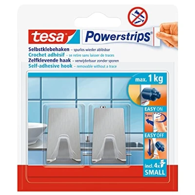 Imagen de tesa Powerstrips Hooks S metal rectangular
