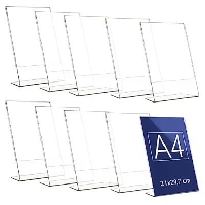 Imagen de Danieli Store Expositor Metacrilato Transparente A4 Vertical Acrilico Porta Menú, Precios, Fotos Para Mesa Soporte de Acrílico Avisos (10 unidades)