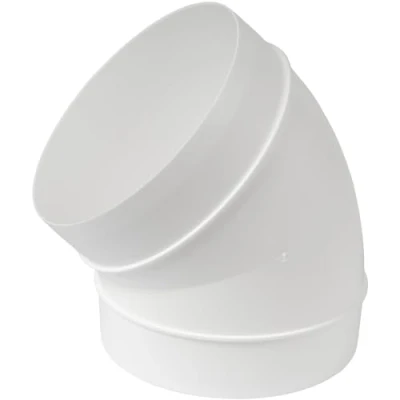 Imagen de Codo de plástico 45 grados, 125 mm, tubo conducto, conducto o manguera, recto flexible, conector ventilación, junta redonda