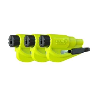 Imagen de resqme 3 Unidades, la Herramienta de Escape Coche con Llavero Emergencia Original, Cortador cinturón Seguridad 2 en 1 y rompeventanas, Martillo Compacto, Amarillo