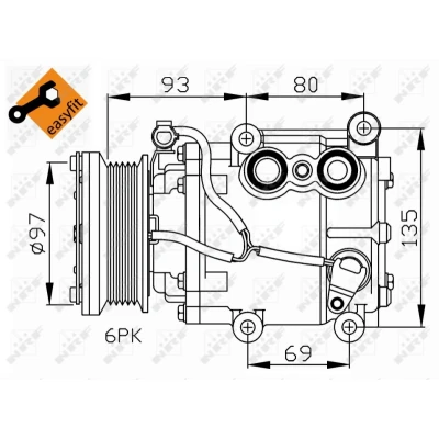 Imagen de NRF EASY FIT 32247 compresor de Aire Acondicionado SCROLL90V 12 PAG 46 con aceite PAG, junta anular FORD: MONDEO 3 Stufenheck norauto