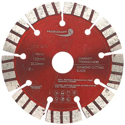 Imagen de PRODIAMANT disco de corte diamante Premium, hormigón 125 mm x 22,23 mm, altura segmento 12