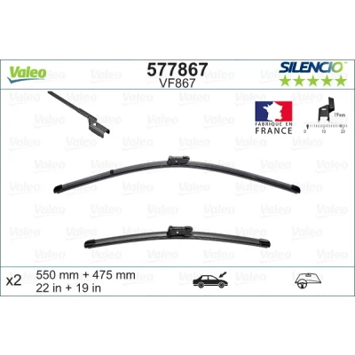 Imagen de Limpiaparabrisas Valeo Silencio X.trm 577867 delante Sin marco Top Lock MERCEDES BENZ: GLK, JEEP: Renegade SUV