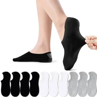 Imagen de PAUNEW Calcetines Cortos Hombre Tobilleros 43 46 Mujer Invisibles Algodon Negro Blanco Gris 10 Pares