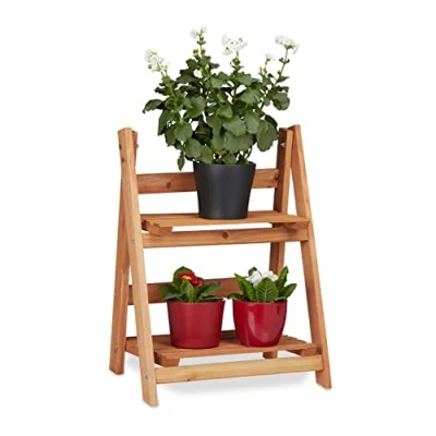 Imagen de Relaxdays Estantería Escalera para Plantas de Interior, Madera, Marrón, 51 x 41 25 cm