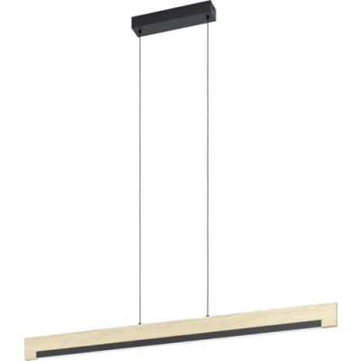 Imagen de EGLO LED lámpara colgante Camacho, regulable de 1 luz, acero, madera y plástico, mesa comedor en negro, natural, blanco, salón