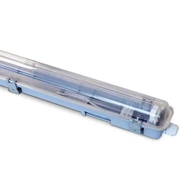 Imagen de Velamp NEPF136 Exterior Resistente al Agua IP65 para 1 Tubo LED. Plafón de jardín. Pre cableado. Montaje Simple Longitud 127.5cm, Gris