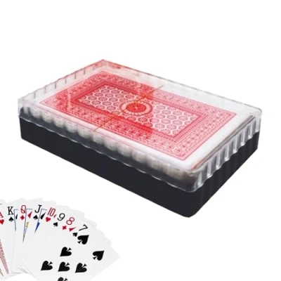 Imagen de PARENCE. Juego de 54 Cartas con Caja/Rojo o Azul Póker, Mesa, Rummy, Belotte